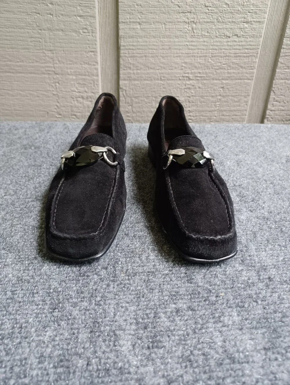 Stuart Weitzman Hardrock Suede Loafers Size 7.5 N Women Shoes Color Black